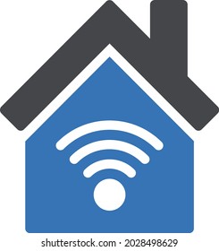 icono de color de glifo vectorial de casa wifi