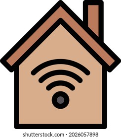 house wifi vector line colour icon