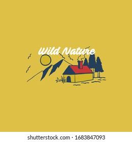 
Una casa en la naturaleza. Ilustración, vectorial