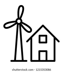 House windmill concept of rural house line icon 