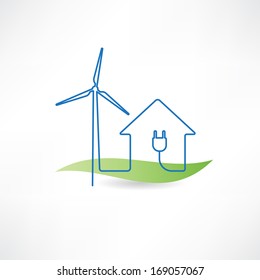 house and windmill icon