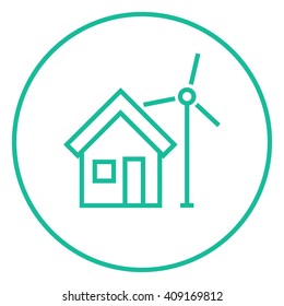 Haus mit Windmühle-Symbol.