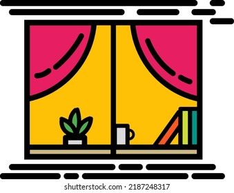 house window icon illustration, house terrace