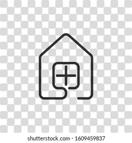 house with window icon. line style. Black symbol on transparency grid