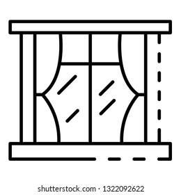 House window icon. Outline house window vector icon for web design isolated on white background