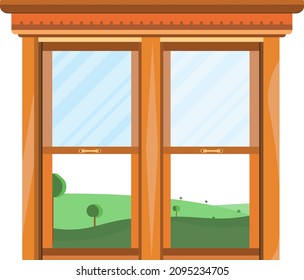 Hausfenster, Illustration, Vektorgrafik auf weißem Hintergrund.