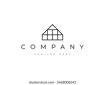 house with window line logo design