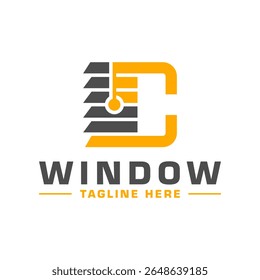 house window logo design with letter C