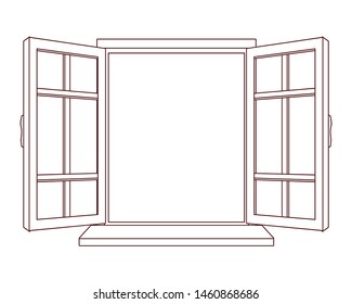 House window open cartoon isolated ,vector illustration graphic design.