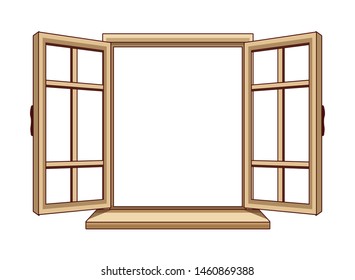 Open Wooden Window Isolated On White Stock Illustration 285338771 ...