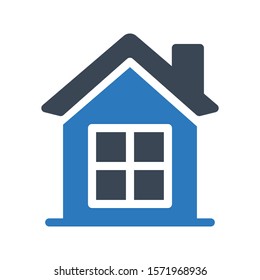house with window vector glyph color icon 