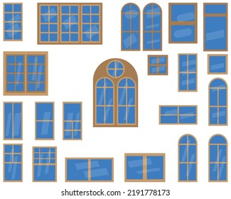 house windows collection set vector