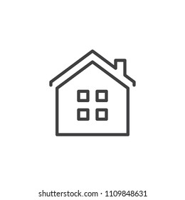 House with windows outline icon. linear style sign for mobile concept and web design. Home simple line vector icon. Real estate symbol, logo illustration. Pixel perfect vector graphics