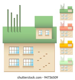 House with windows and pipes