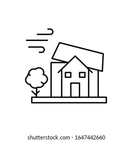 Casa, icono ventoso. Línea simple, contorno vectorial elementos de los iconos de desastres naturales para ui y ux, sitio web o aplicación móvil