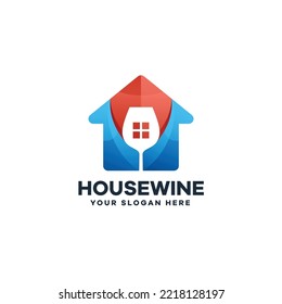 House Wine Bar And Cafe Logo Icon Design