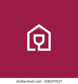 House And Wine Glass Logo Or Icon Design