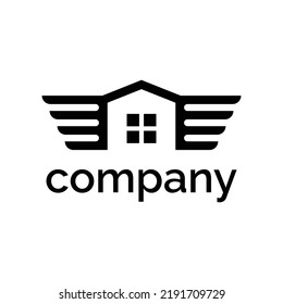 diseño de logotipo vectorial de ala de casa