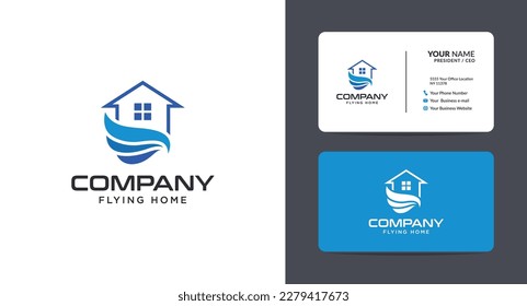 House and wings logo design. Property, building, home, real estate logo vector