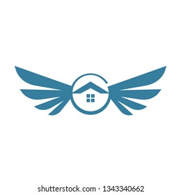 House with wings logo template vector icon design