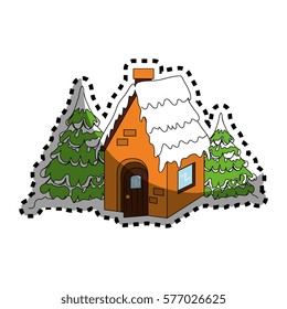 house in winter isolated icon