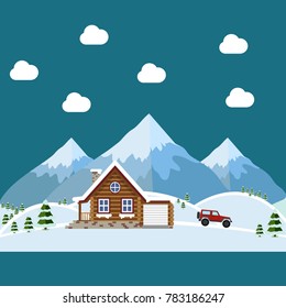 House in winter mountains