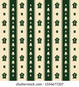 House in winter season seamless pattern ornament. Seamless winter background.