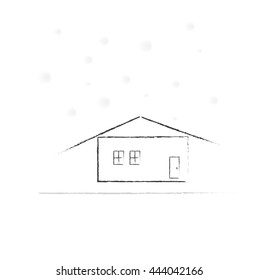 House with winter season, snow day weather forecast icon, illustration vector.