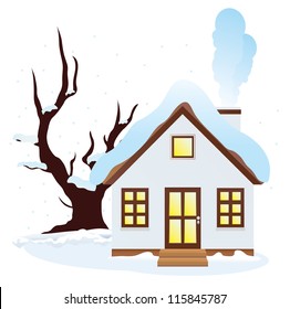 House. Winter season. Vector illustration