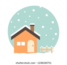 House and winter snow scene