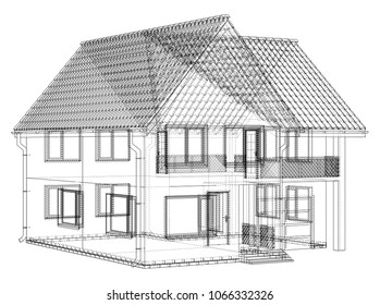 House wire blueprint - isolated over a white background.