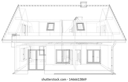 House wire blueprint - isolated over a white background.