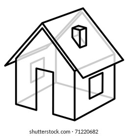 House. Wire-frame model. Vector illustration.