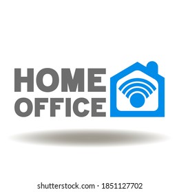 House wireless IoT Wi-Fi signal icon vector. Home Office Logo. Work from house symbol.