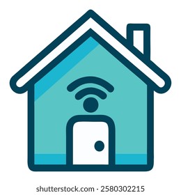 House with wireless signal symbolizing smart home technology