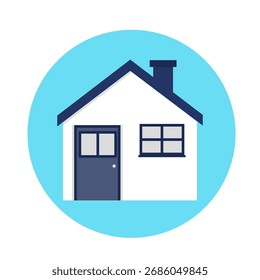 Uma casa dentro de um círculo azul sobre fundo branco.
