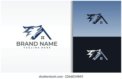 House and wolf logo vector