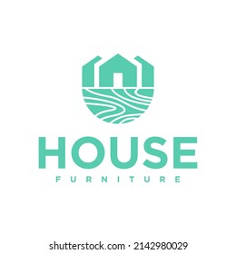 house and wood logo, icon and vector