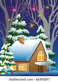 house in the woods in New Year's Eve
