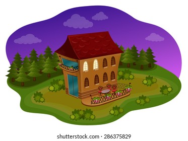 house in the woods. night