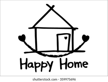 House and word happy home