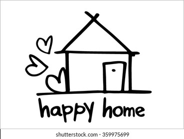 House and word happy home