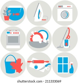 House work icons. Vector illustration.  Flat design.