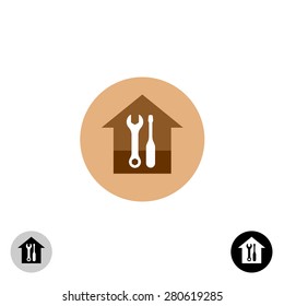 House works service logo template with wrench and screwdriver