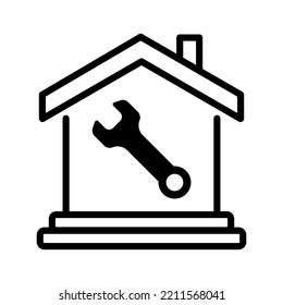 House With Wrench Icon Isolated On White Background. Home Repair Icon. Home Maintenance Service. House Restoration. Vector Illustration.