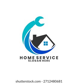 House with wrench logo design vector. Home service logo design vector template