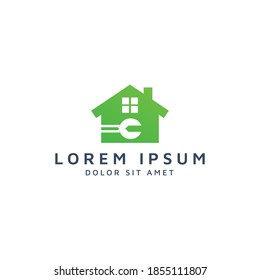 house and wrench negative space logo design