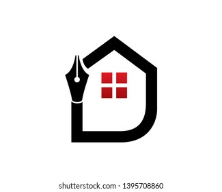 House Writer Logo Template, Icon, Symbol