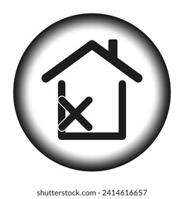 House with wrong mark icon. Vector illustration. EPS 10.