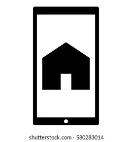 House_Home  icon - Flat design, glyph style icon - Colored enclosed in a phone